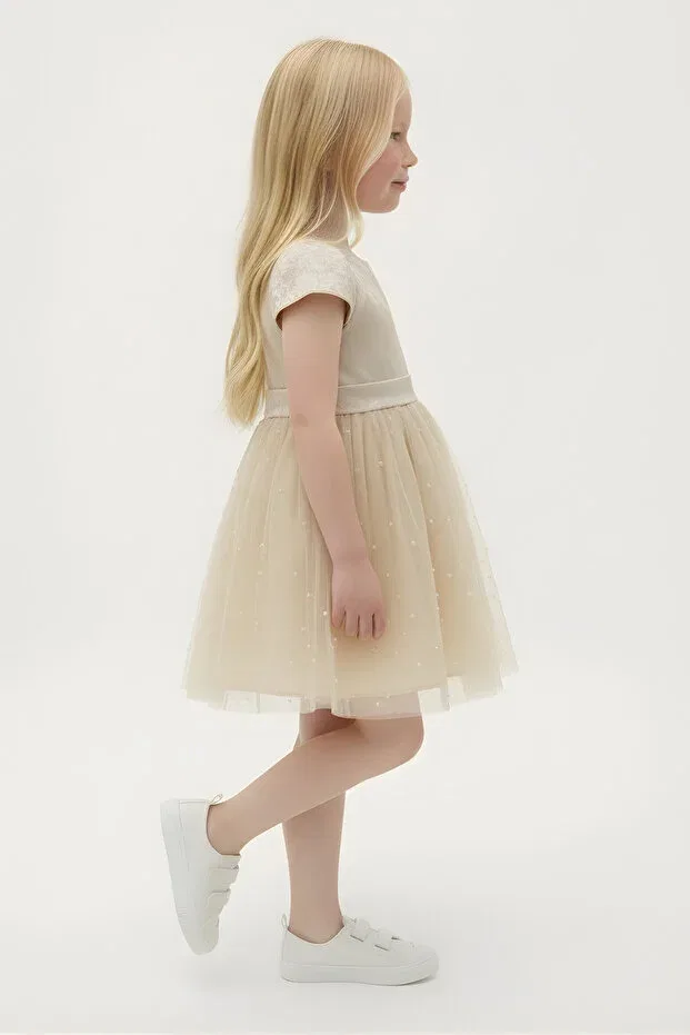 Детское платье для девочек жаккардовое с бантом Fesshera Kids, Brown — фото 4