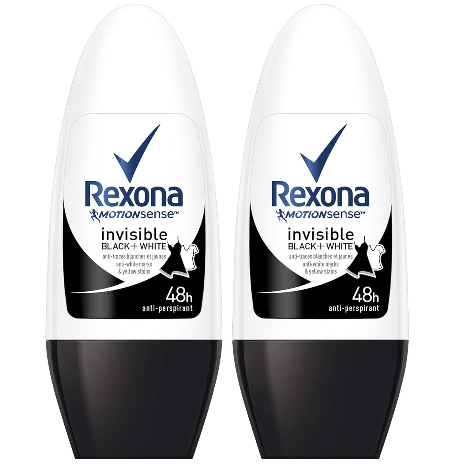 Шариковый дезодорант-антиперспирант «Invisible Black+White Fresh» от Rexona, 2 шт. по 50 мл Rexona