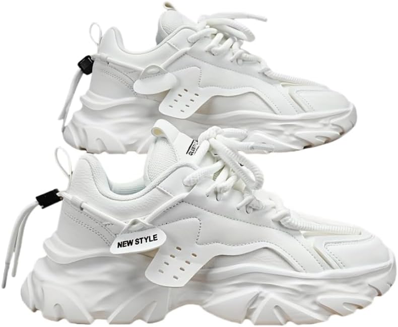

Мужские кроссовки на платформе Elevate Style - дышащие с шнуровкой, для учебы и активного отдыха, комфорт на все сезоны Hoalox, белый