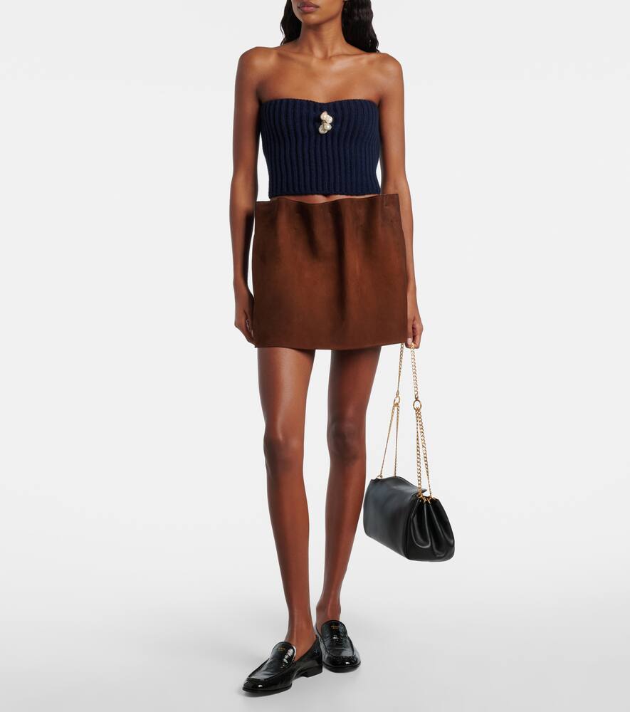 Укороченный топ из шерсти и кашемира с декором Prada, Blue — фото 2