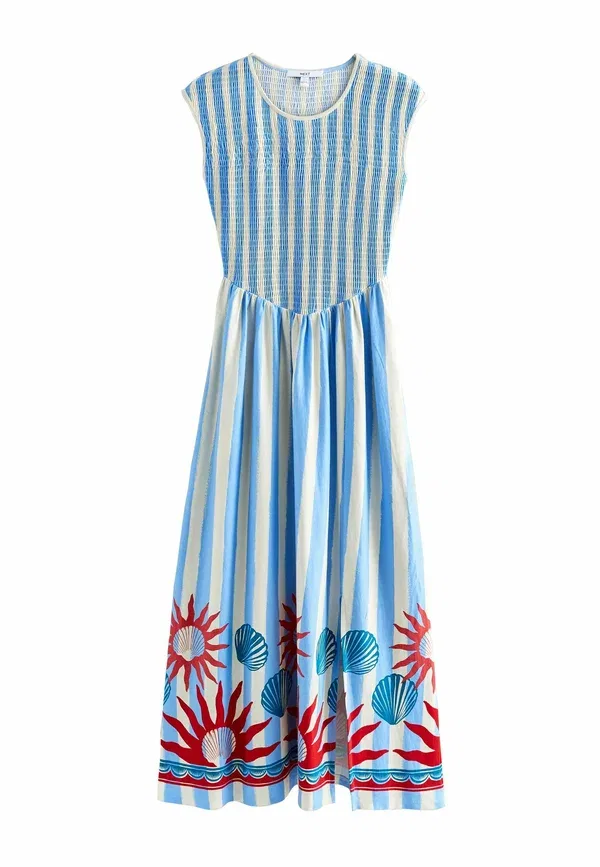 Платье-джемпер Next, blue white stripe with border print, сине-белая полоска с принтом