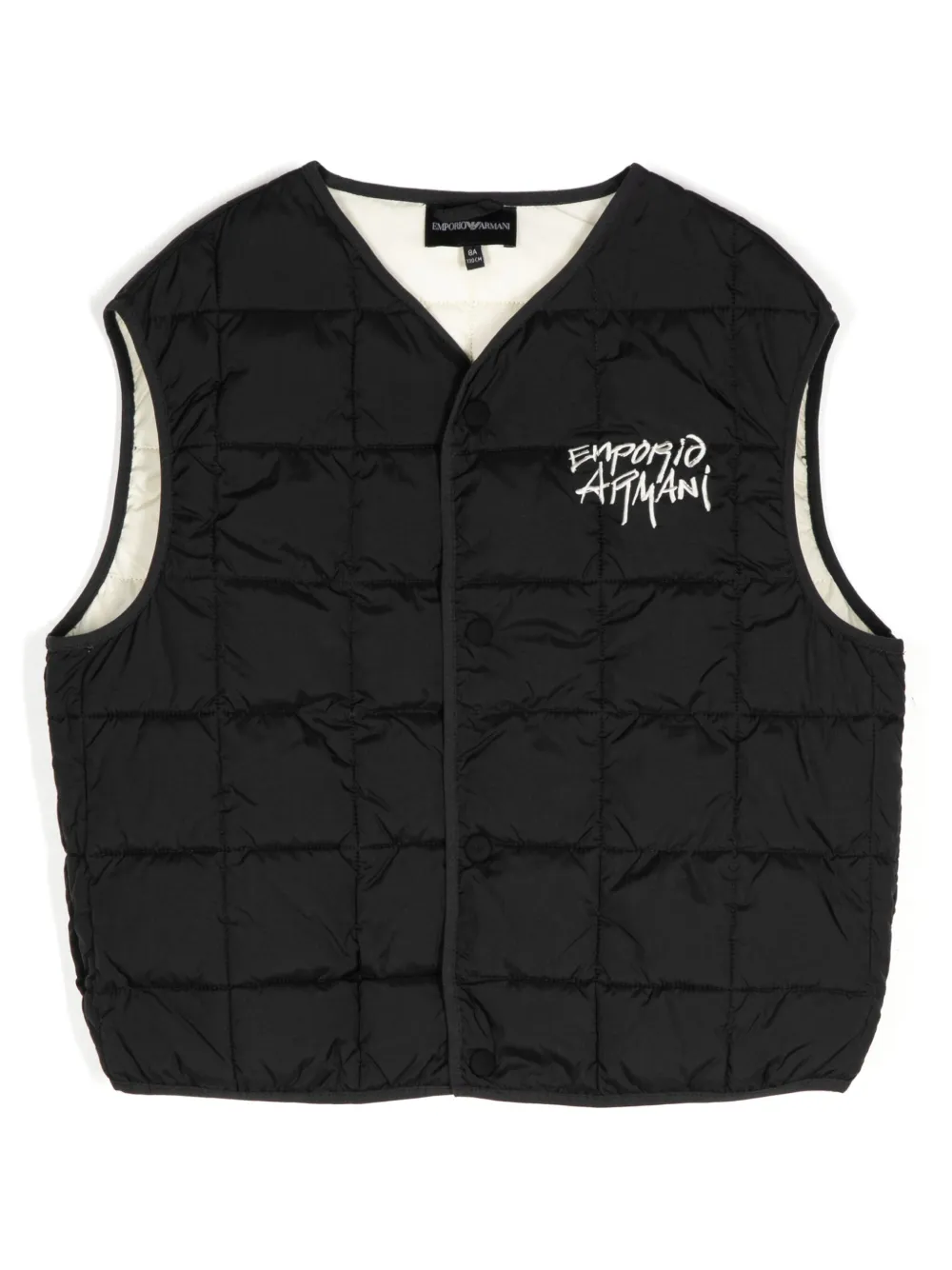 

Пуховик с вышитым логотипом Emporio Armani Kids, черный