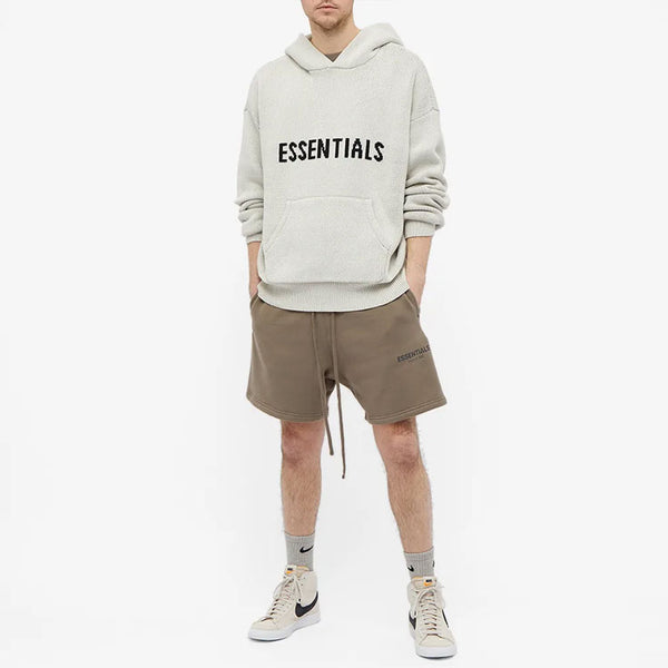 Толстовка fw21 knit logo hoodie 'oatmeal' Fear Of God Essentials, серый — фото 3