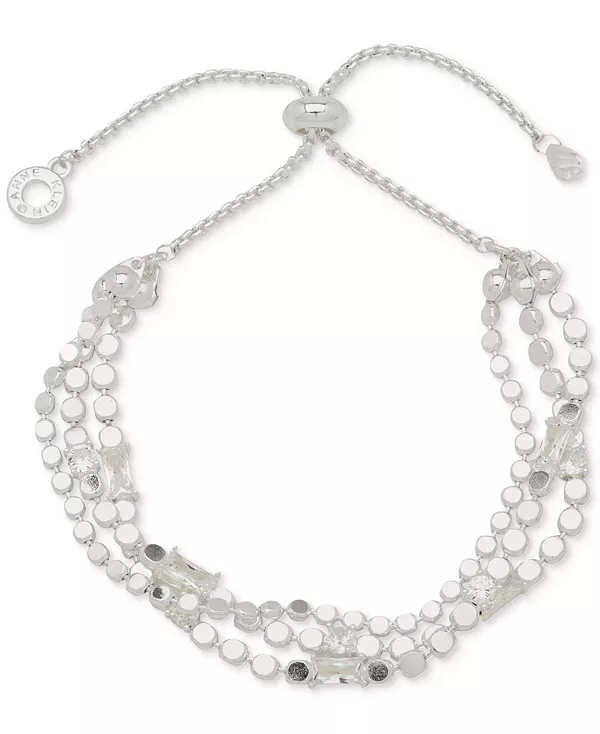 

Браслет-Слайдер с плоской цепочкой и камнями в металлическом оттенке Anne Klein, silver