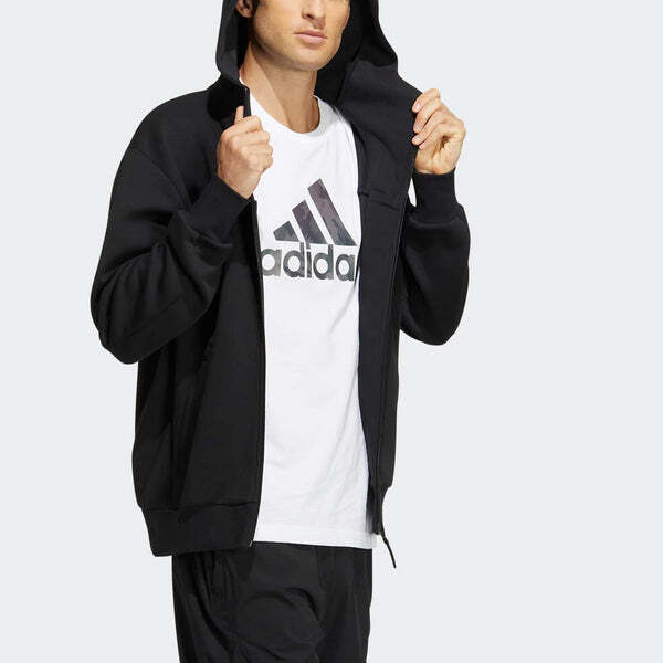 Куртка Adidas Wuji Series Sportswear Casual Hooded Jacket 'Black', черный — фото 4
