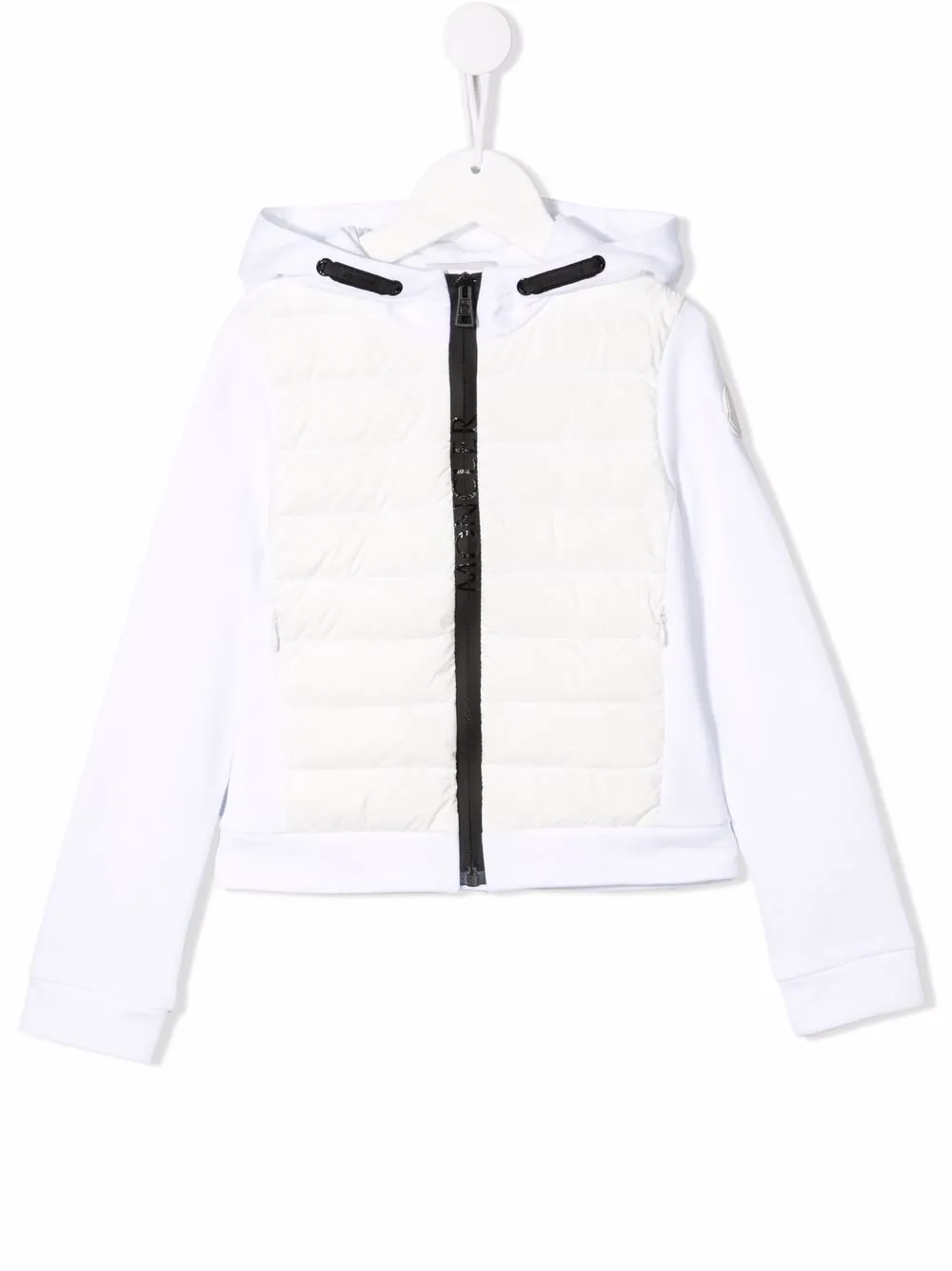

Худи на молнии с дутыми вставками Moncler Enfant, белый