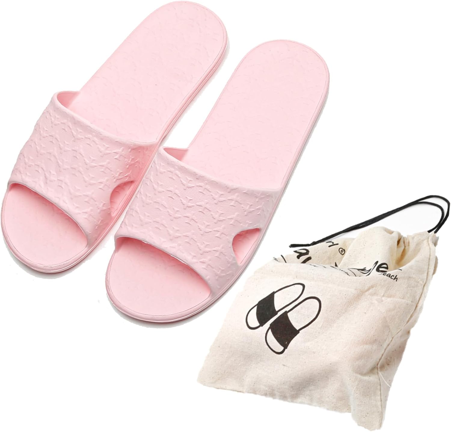 

Тапочки Anmerl для женщин и мужчин, портативные складные тапочки с хлопковой сумкой для хранения, мягкие удобные нескользящие тапочки для быстрой сушки, для дома, ванной, душа, спа, спортзала, плавания и пляжа, розовый