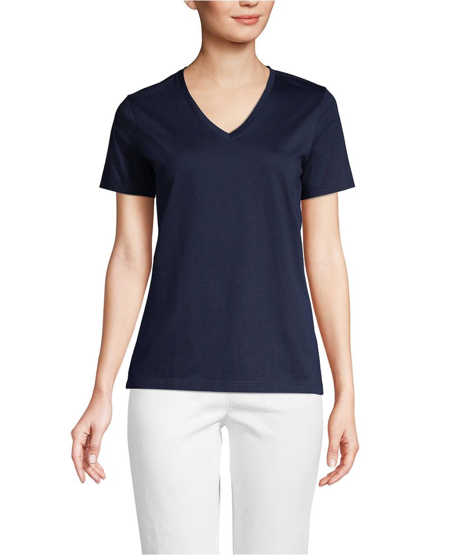 

Женская футболка с V-образным вырезом из хлопка Supima свободного кроя, для невысоких женщин Lands' End, Radiant navy, Синий, Женская футболка с V-образным вырезом из хлопка Supima свободного кроя, для невысоких женщин Lands' End, Radiant navy