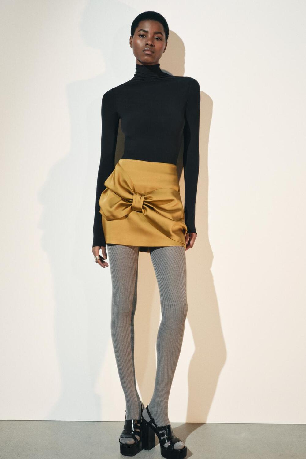 

Юбка с атласным бантом ZARA, золотой
