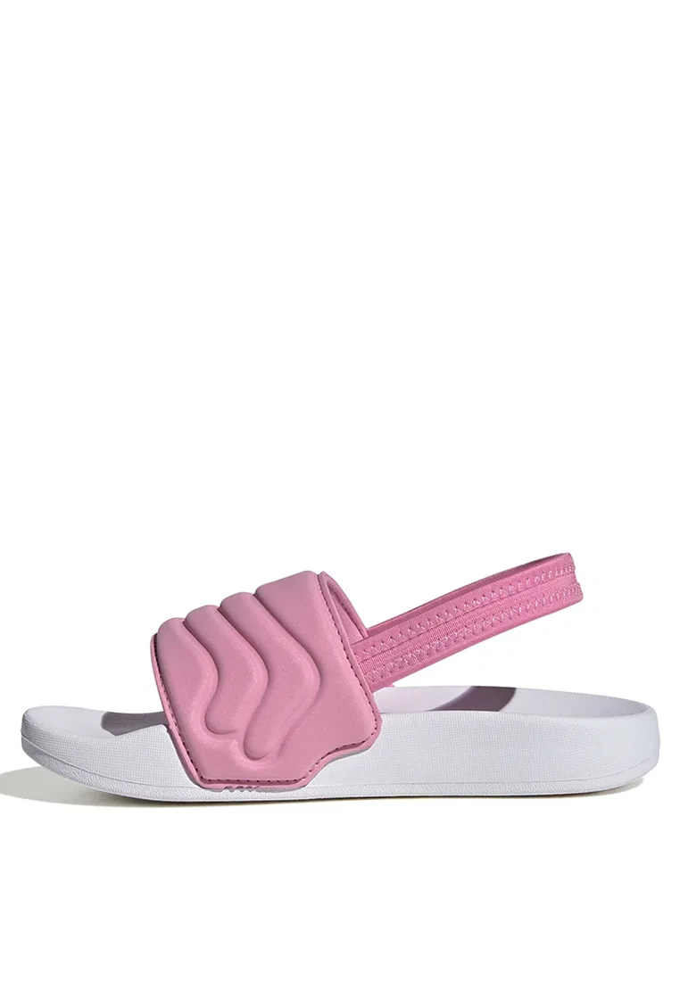 Шлепанцы детские, Adilette Estrap 2.0, Adidas, белый/розовый — фото 4