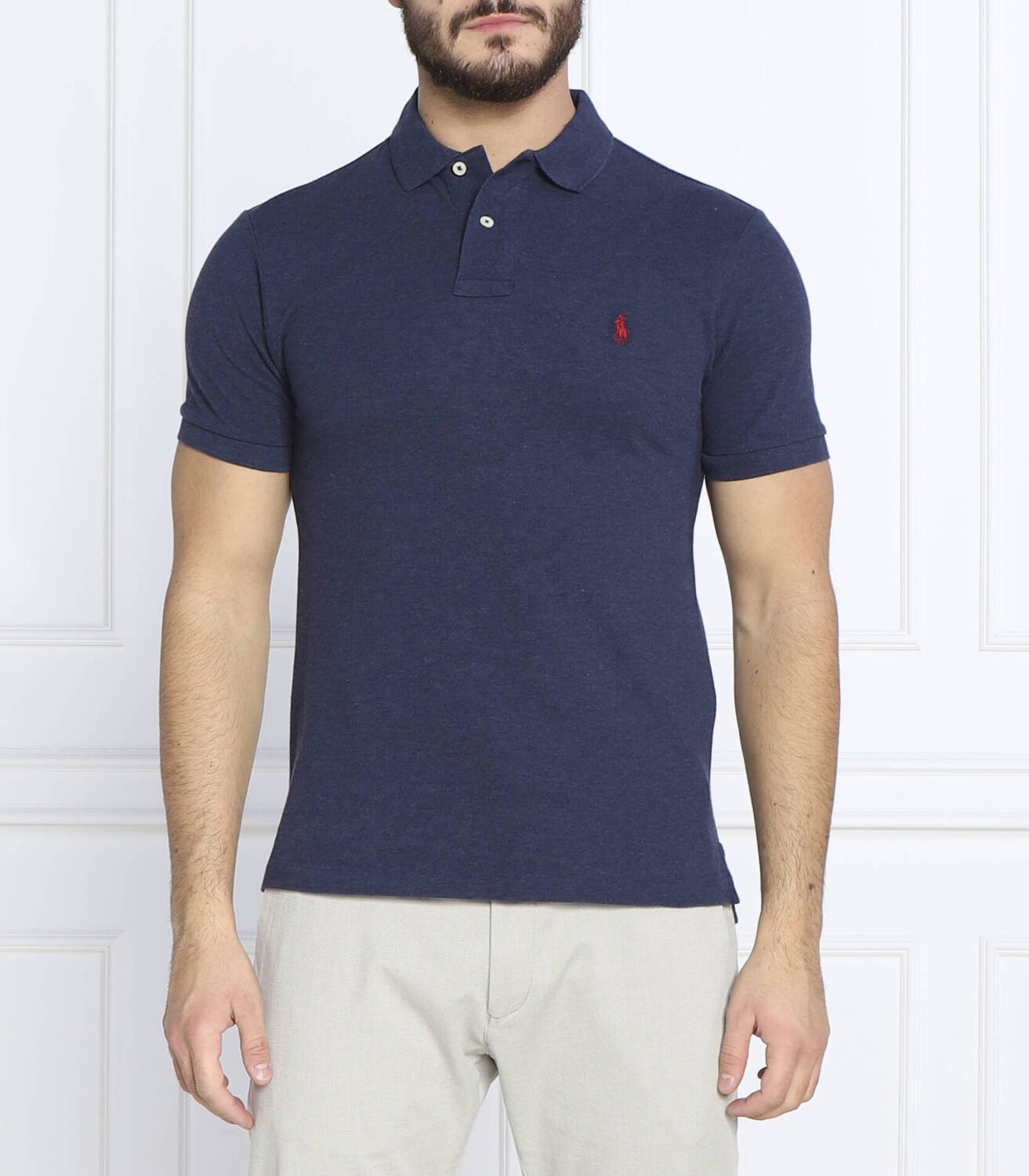 

Поло POLO RALPH LAUREN slim fit pique, темно-синий