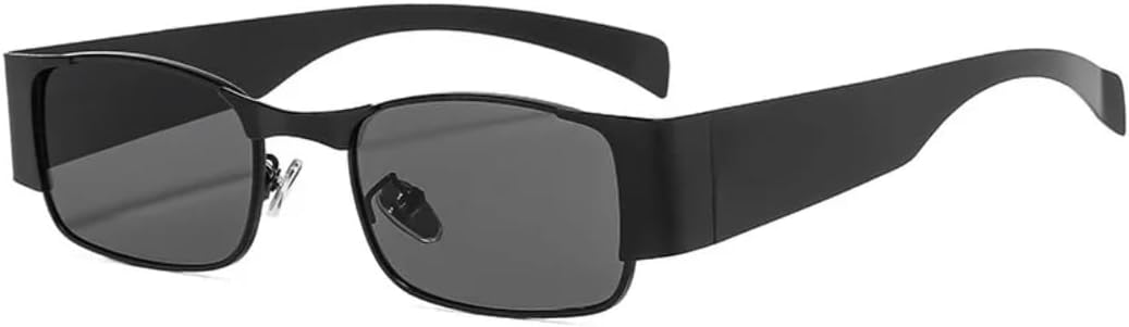 

Панк-очки прямоугольной формы для мужчин и женщин, модные в стиле стимпанк, маленькая металлическая оправа, классические очки, защита от УФ-излучения UV400 VVTWSSW, Black-black