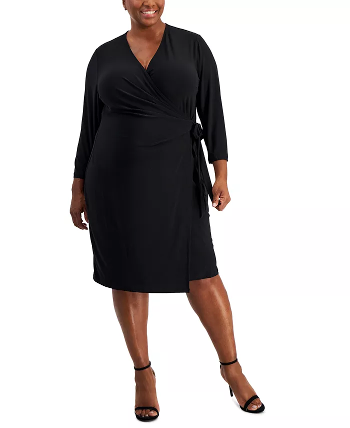 

Классическое платье-халат Plus Size Anne Klein, черный