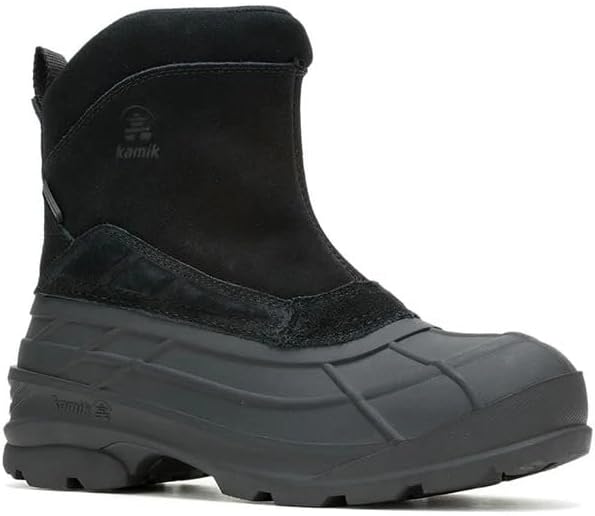 Зимние мужские ботинки Kamik Champlain Wide из водонепроницаемого замша с боковой молнией и подошвой с сцеплением, черный — фото 2