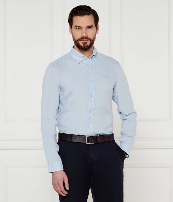 

Льняная рубашка h-roan-bd-e-c1-243 Slim fit Boss, синий