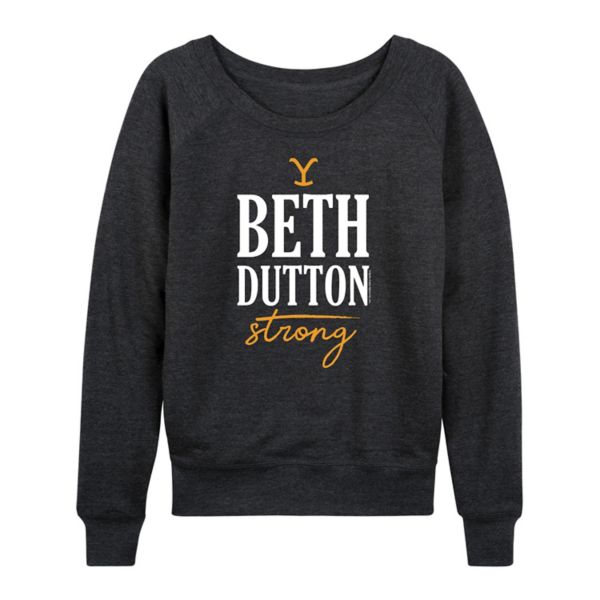 

Женская футболка с длинным рукавом Yellowstone Beth Dutton Strong из французкого терри Licensed Character, серый