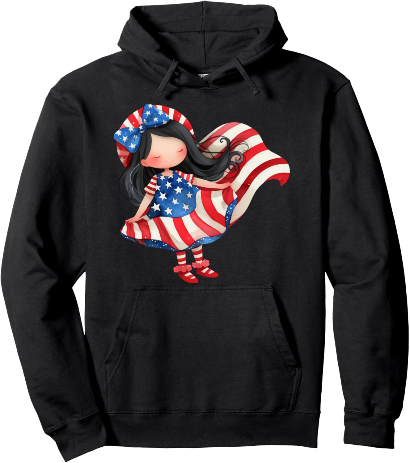 

Симпатичная патриотическая толстовка с американским флагом Girls 4Th Of July Tees Nyc, черный