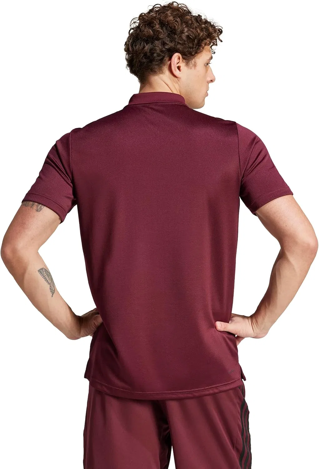 Мужское поло для тренировок adidas, цвет Maroon/Black — фото 3