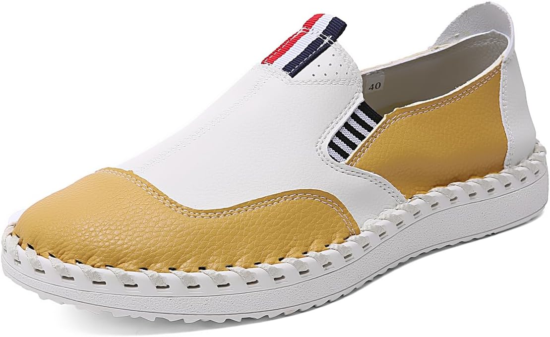 

Мужские слипоны Oxfords, ботинки-лодочки, повседневные кожаные лоферы, кроссовки для прогулок, дышащие, для вождения, деловые туфли Dabbqis, желтый