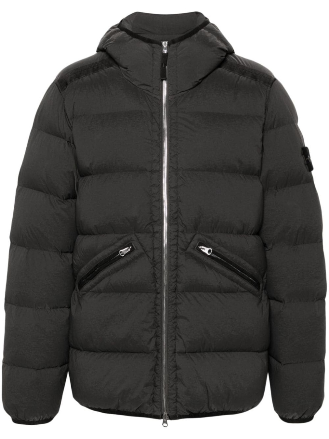 

Stone Island бесшовный пуховик с капюшоном, серый