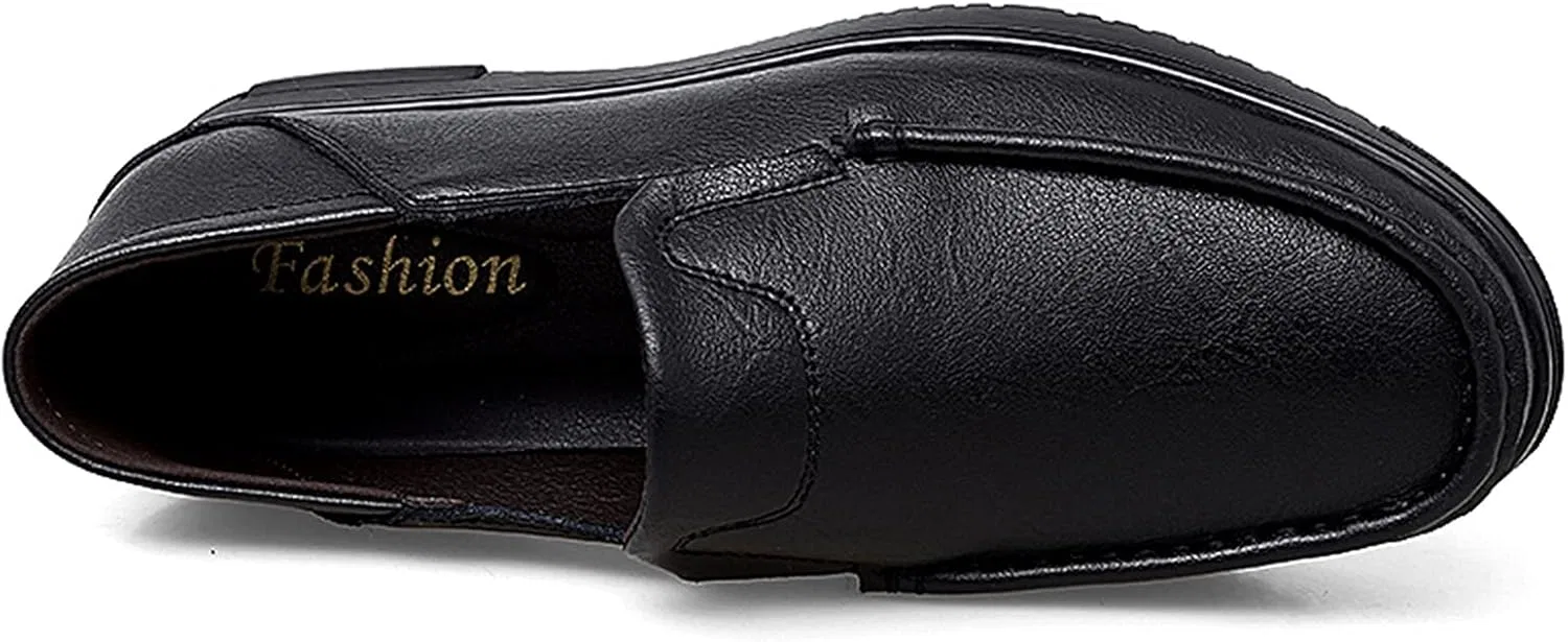 Мужские лоферы кожаные, Loafers Simple Round Toe, черный PUGHGAETZF — фото 2