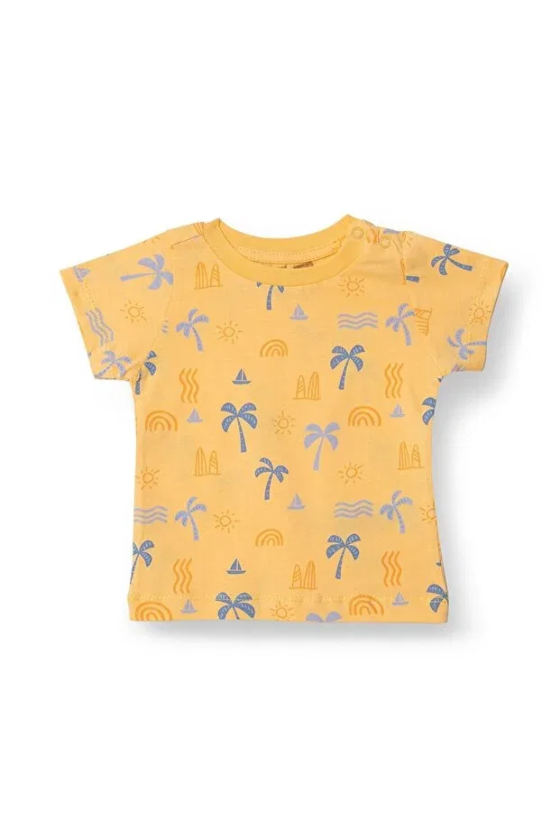 Детская футболка с принтом Hellobaby Basic Men's Palm Tree Printed T-Shirt Ebebek Hello Baby, Patterned — фото 3