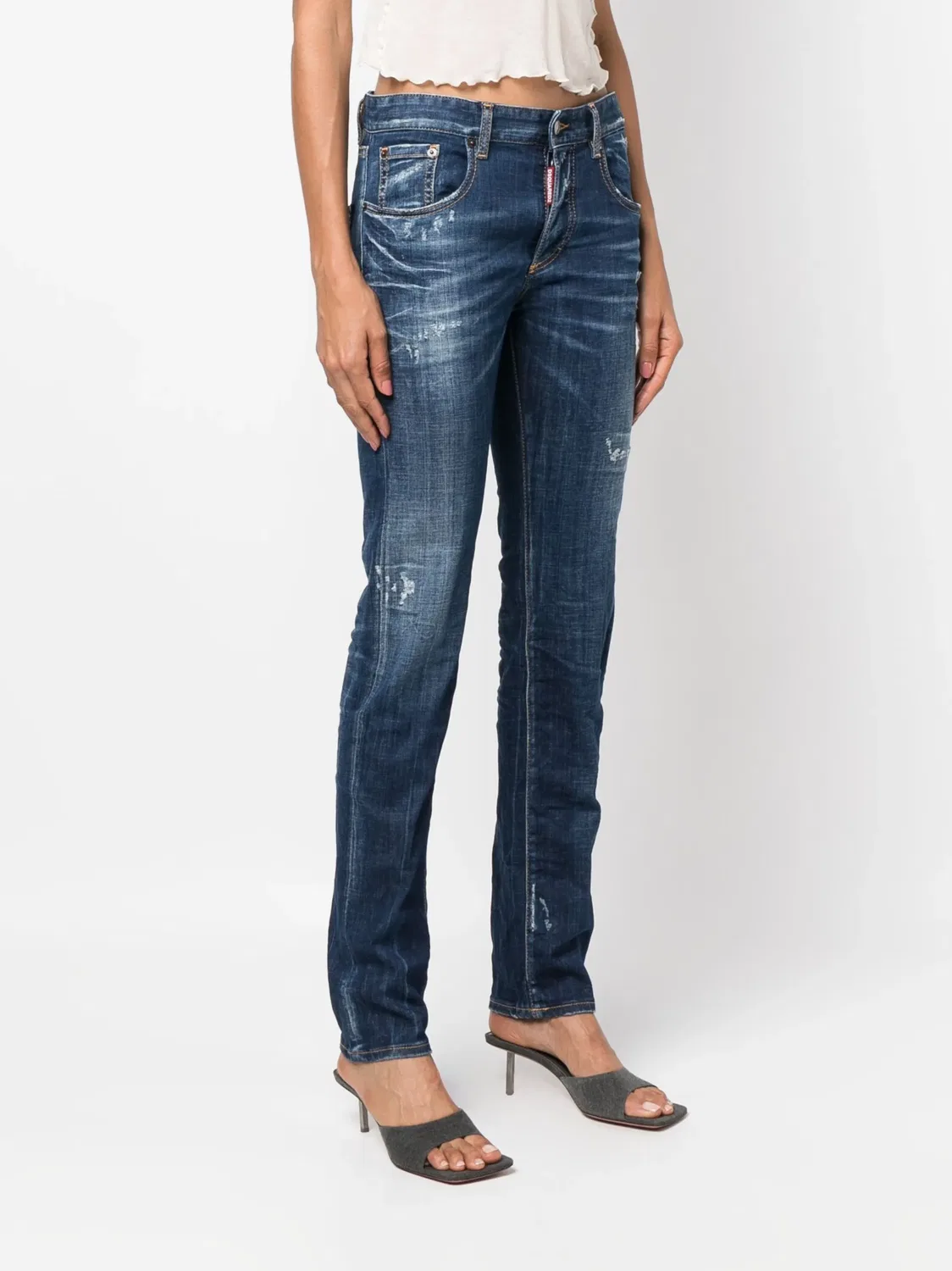 Джинсы Skinny 24/7 Distressed DSQUARED2, индиго — фото 2