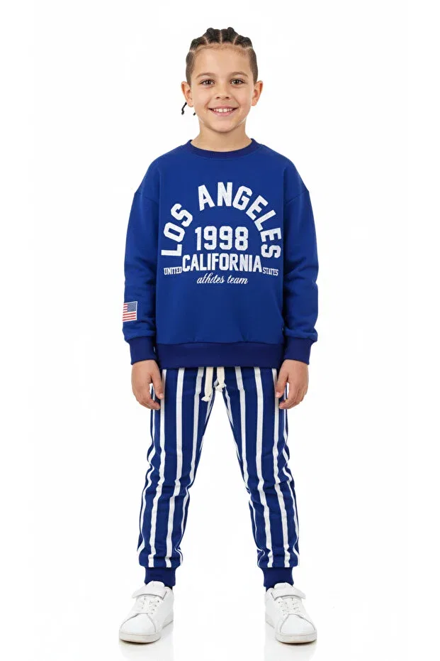 Детский комплект спортивного костюма с принтом Los angeles printed tracksuit set Booni Jooni, Blue
