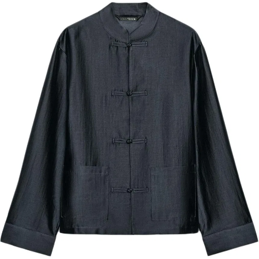 Женская рубашка с круглым вырезом ZW Shirts, ZARA, Sea Blue