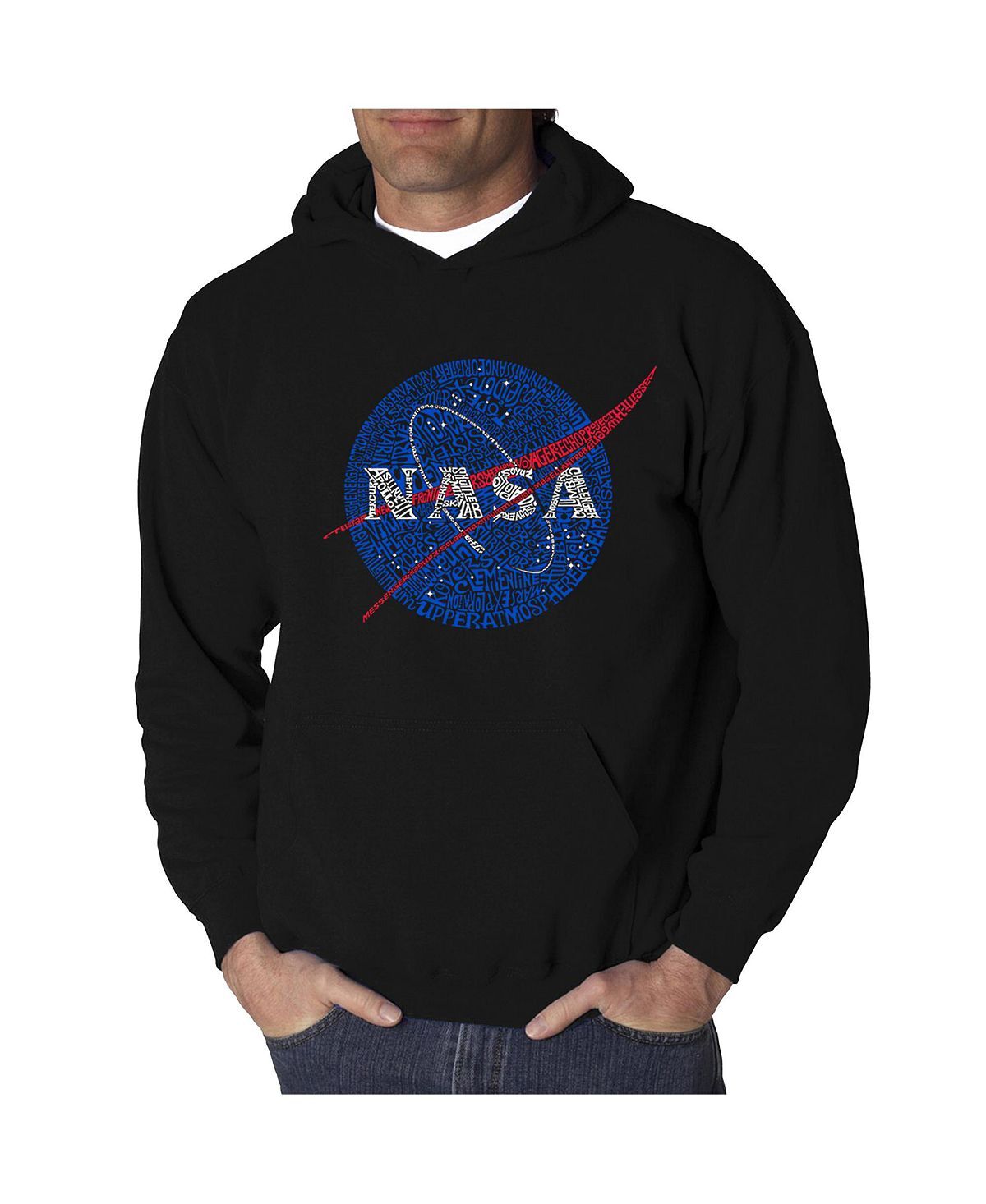 Мужская худи word art с логотипом nasa meatball LA Pop Art, черный — фото 2