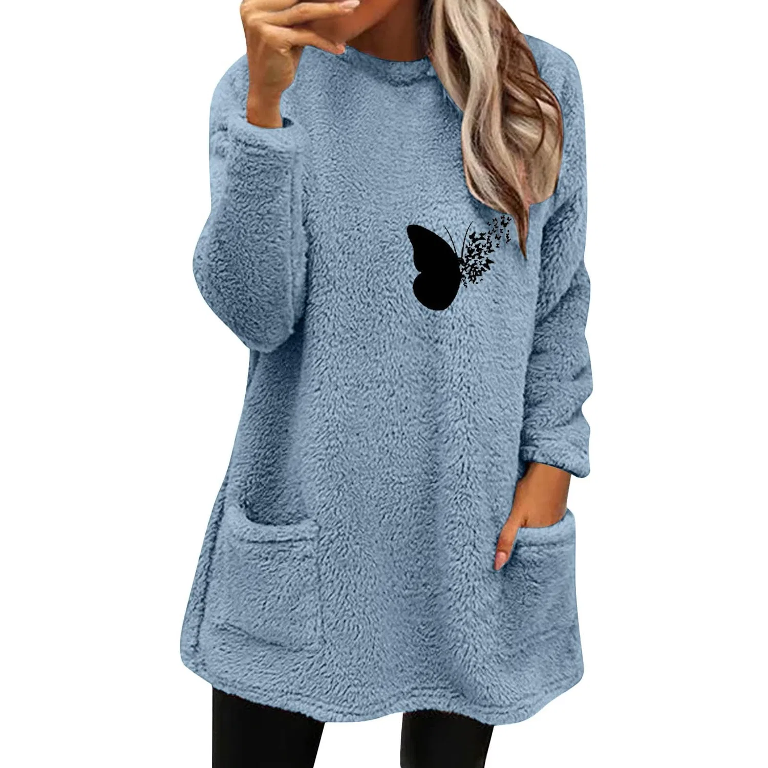 Женское зимнее пальто с длинным рукавом, Blu