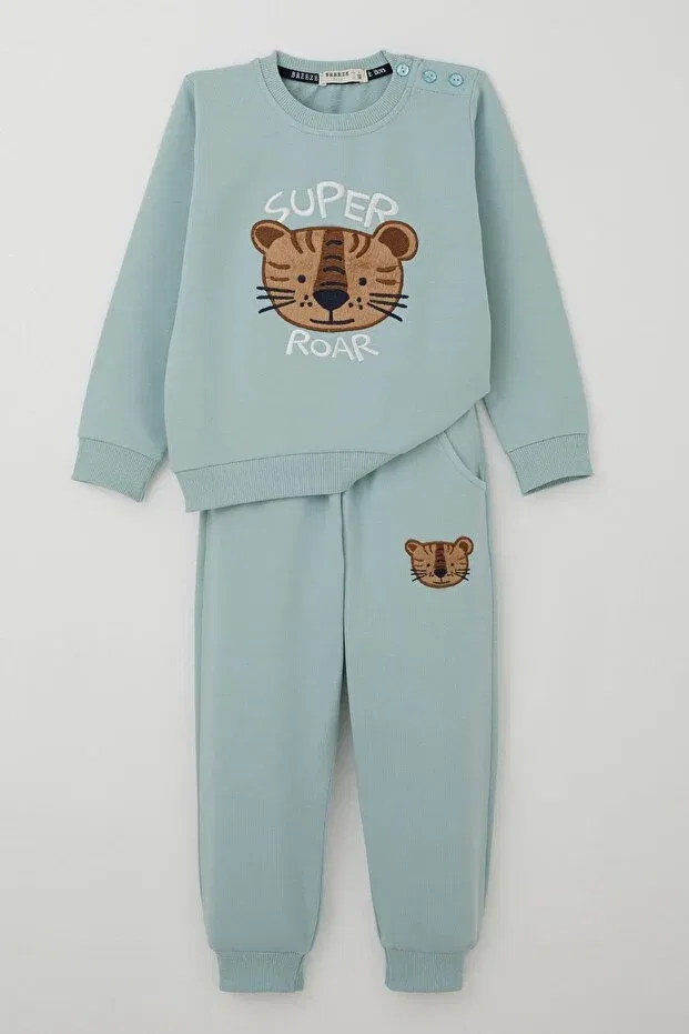 Детский спортивный комплект для мальчиков с принтом Tiger Embroidery Breeze, Water Green — фото 3