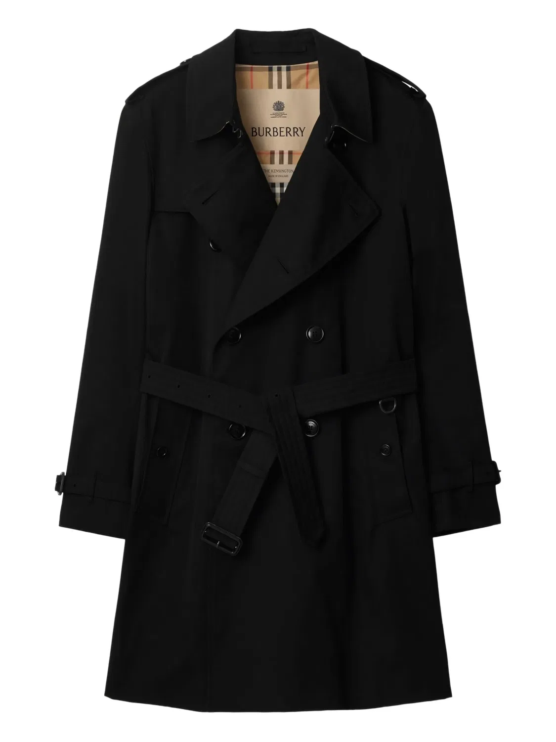 Двубортное тренч-пальто с поясом Burberry, черный