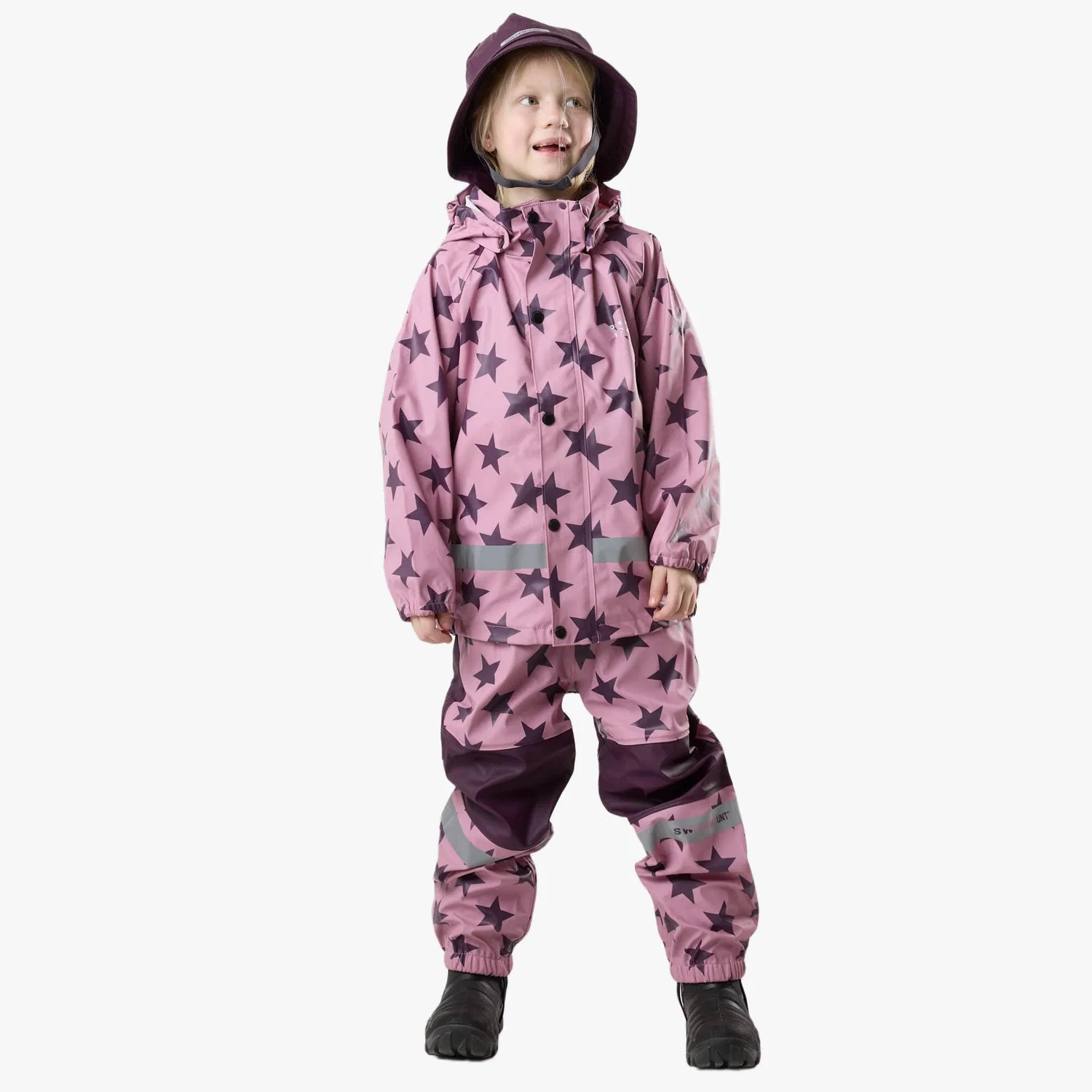 Детский дождевик-комбинезон Drop Rain Set JR, Swedemount, Hellrosa Dunkelviolett
