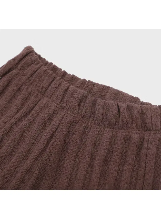 Брюки прямые трикотажные с полосками Zara, коричневый — фото 4