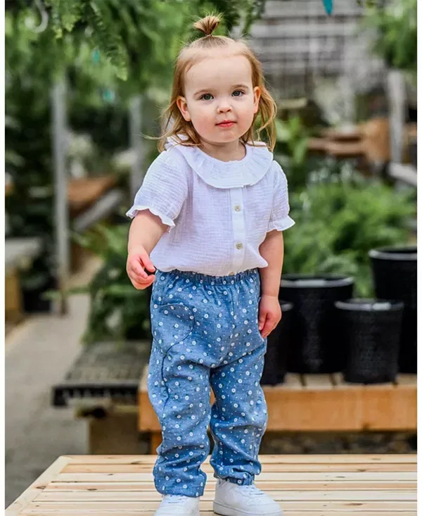 Детские брюки для девочек с боковыми карманами Sunburst Heart Side Pocket Pant Oh Baby!, Denim — фото 3