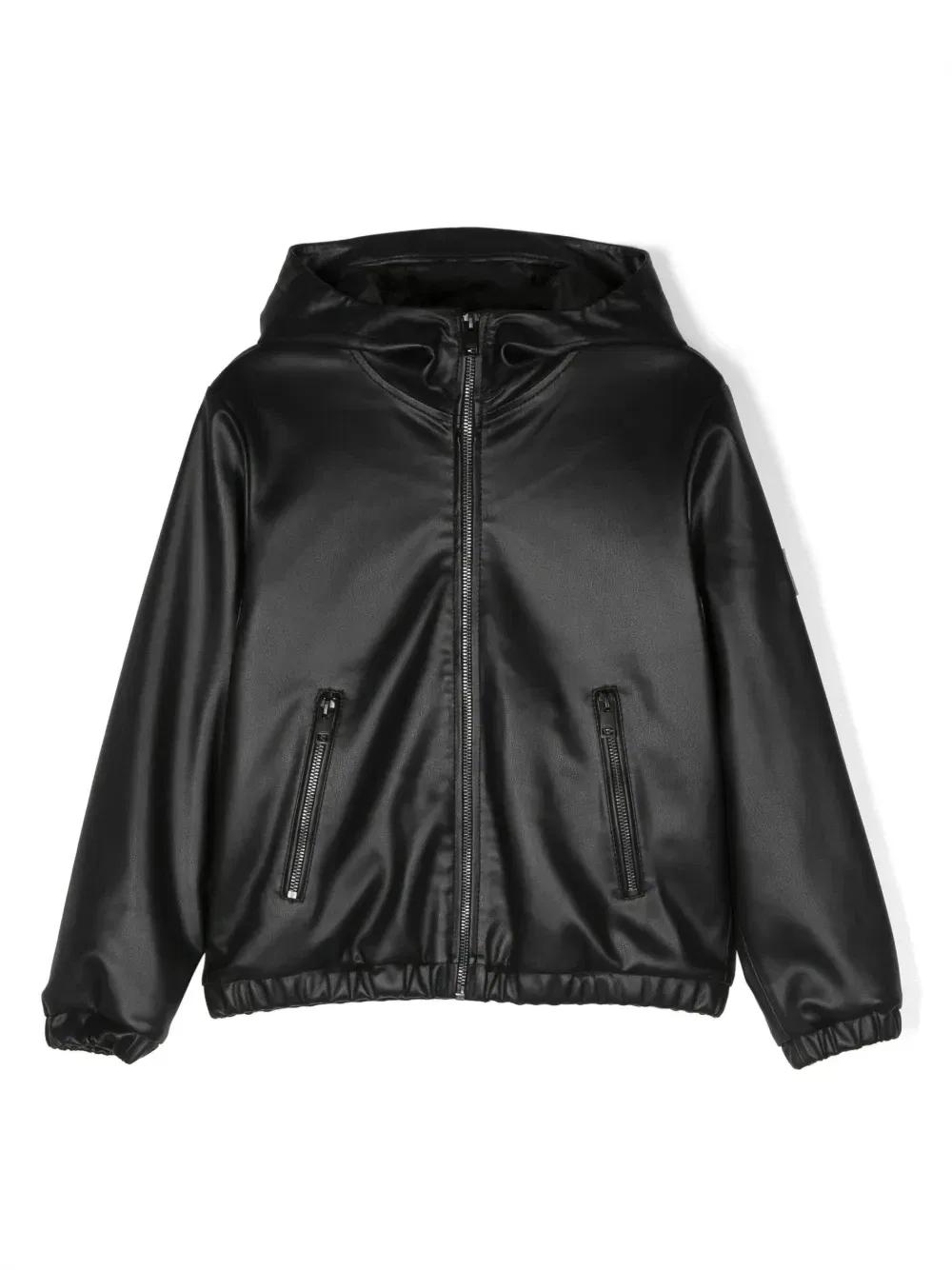 Худи из искусственной кожи на молнии Diesel Kids, черный