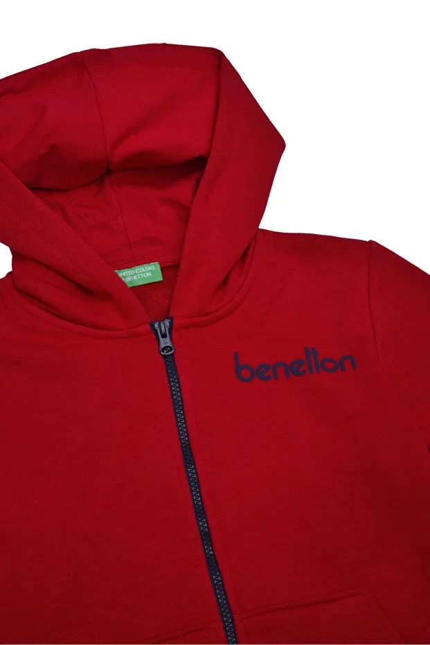 Детское худи на молнии с капюшоном United Colors Of Benetton, Red — фото 3