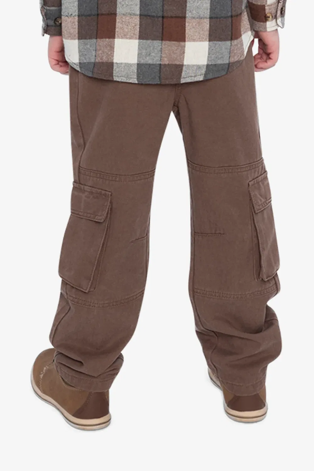 Детские брюки с карго-карманами на шнурке Boys Must-Haves Deux par Deux, Neutral Brown — фото 4