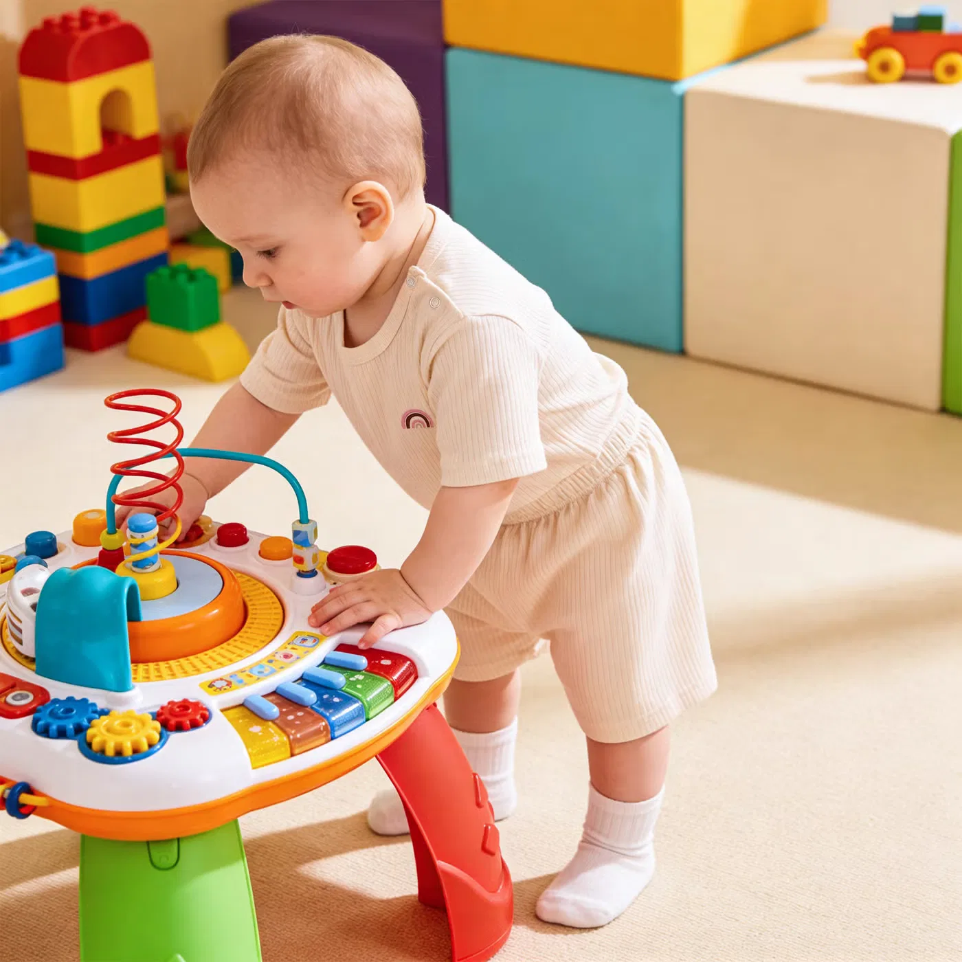 Комплект футболка с коротким рукавом и шорты, Babies Basic, бежевый — фото 2