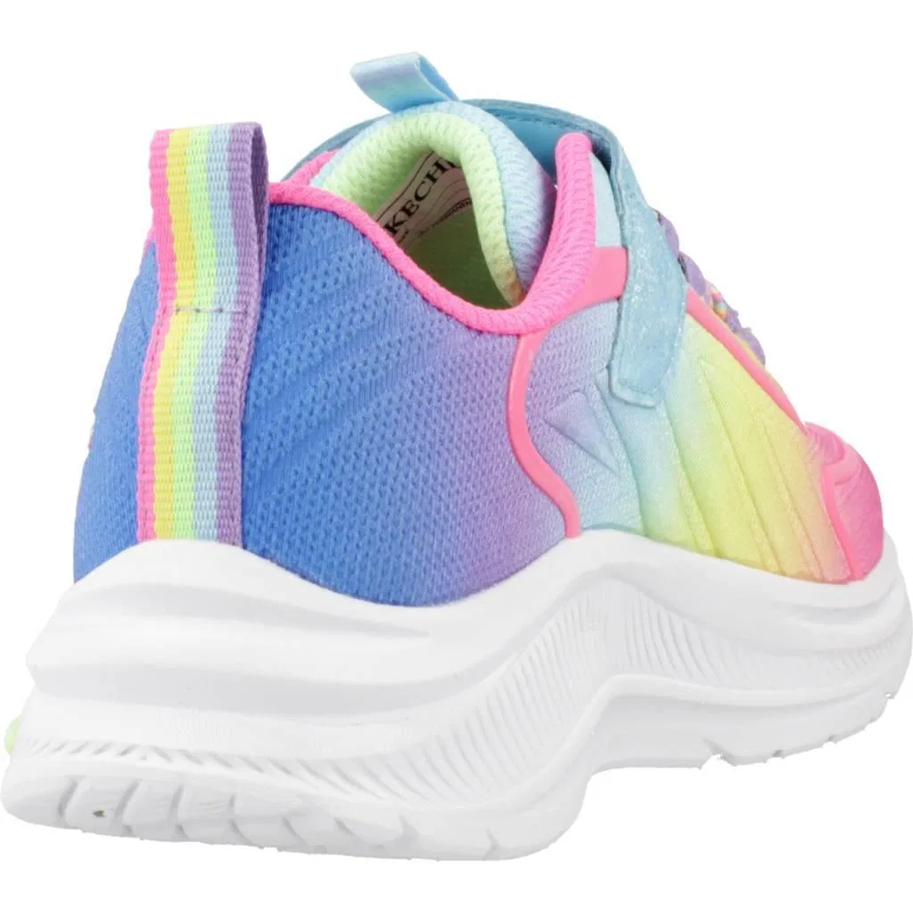 Детские кроссовки с подсветкой Rainbow Cruisers Skechers, Turkis Rosa Weiss — фото 3