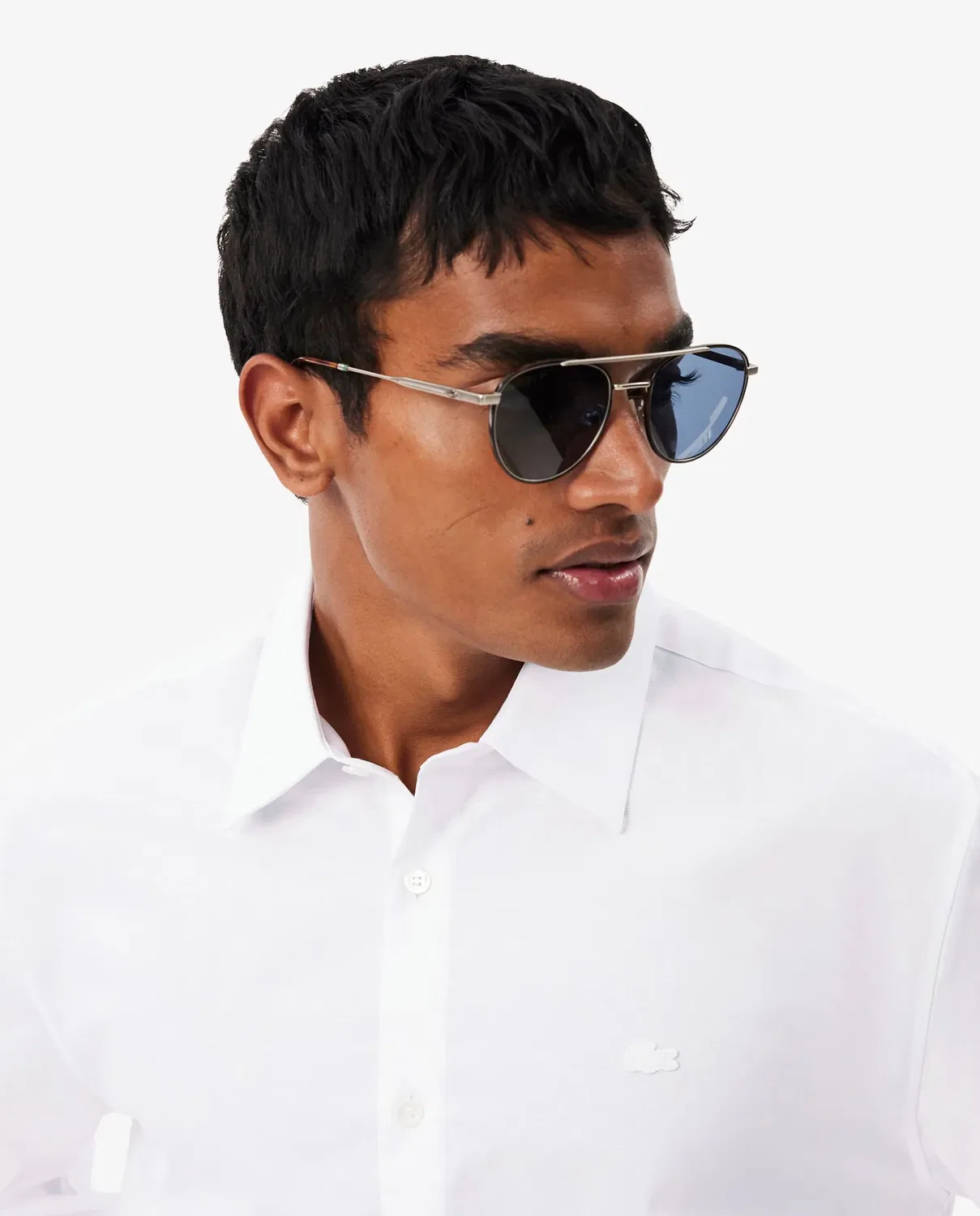 Мужская рубашка Lacoste с длинным рукавом, классический крой, Blanco — фото 3