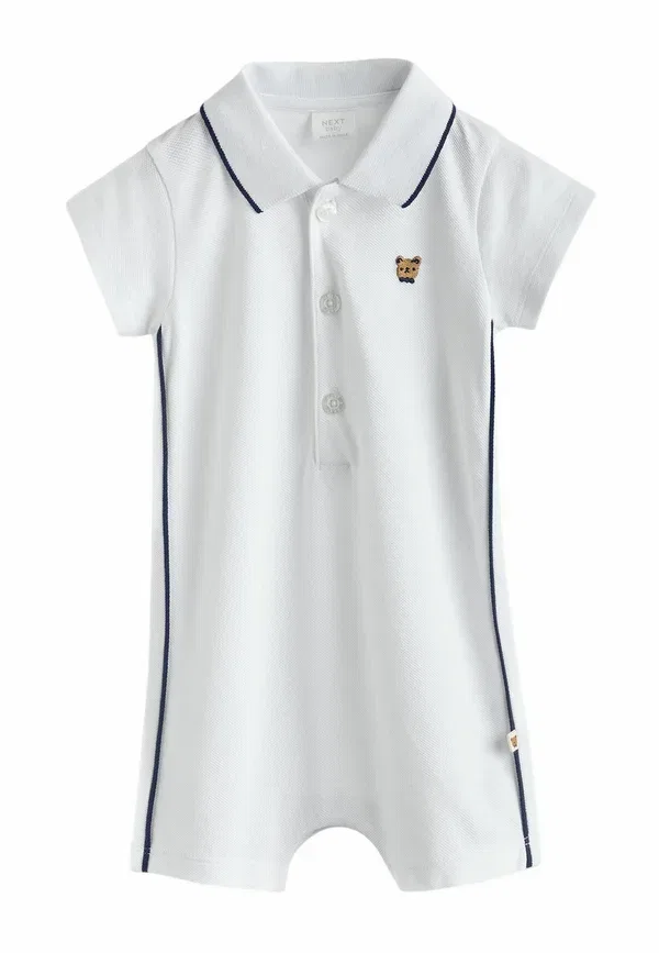 Комплект из 2 комбинезонов с поло, хлопок, Regular fit - collared rompers 2 pack, Next, Navy/White, белый/темно-синий — фото 2
