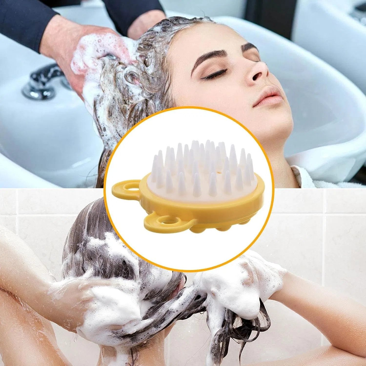 Массажер для кожи головы, Silikon-Kopfhautmassagegerät, Gelb Generisch — фото 3