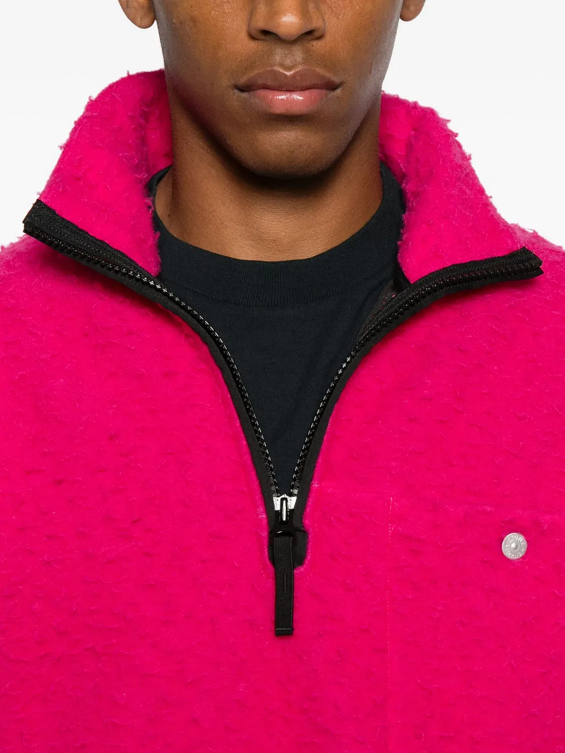Полу-молния флисовый свитер Stone Island, фуксия — фото 2
