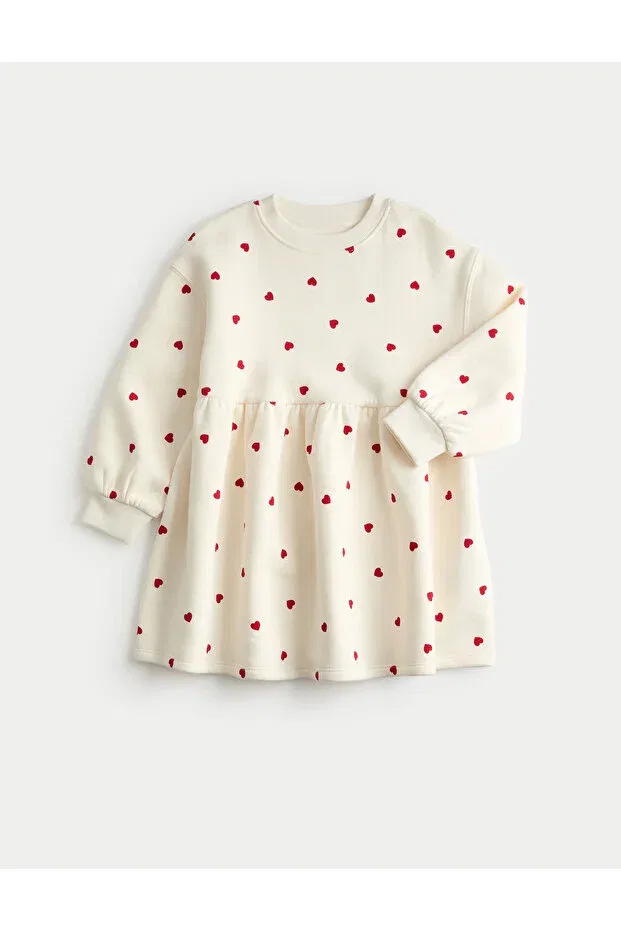 Детское платье для девочек с принтом Heart patterned Marks & Spencer, Nude Color