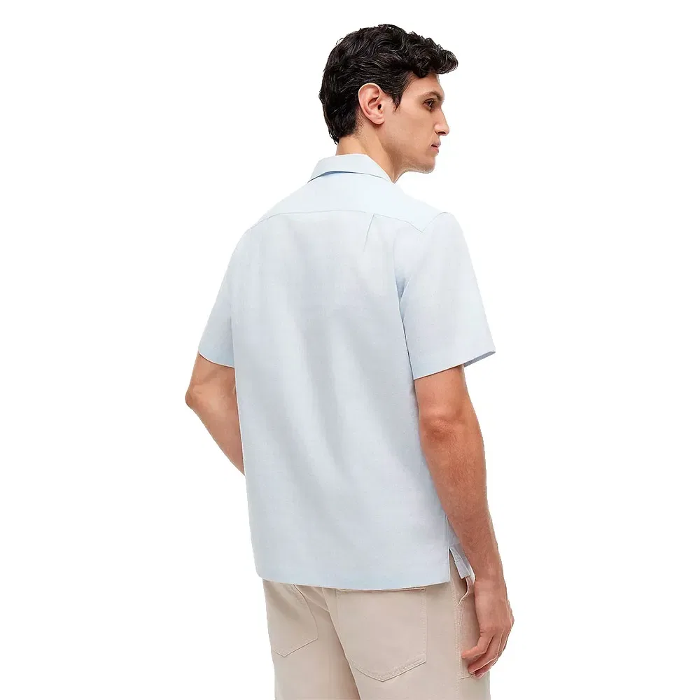 Мужская рубашка с коротким рукавом из хлопка и льна Dobby Linen Tommy hilfiger, Blue — фото 2