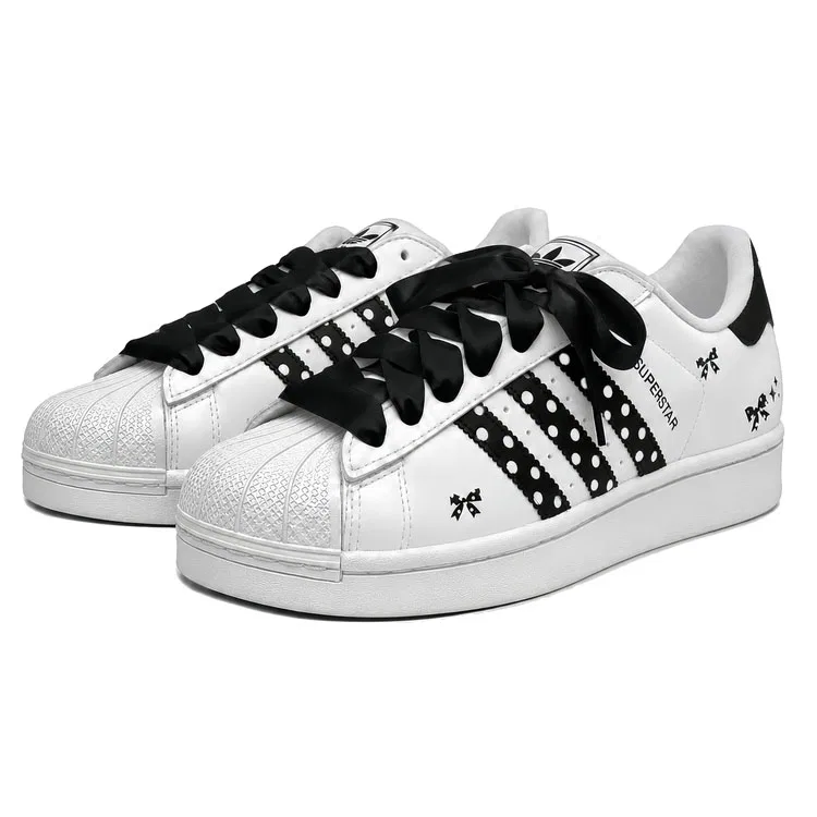 Детские кеды для скейтбординга с принтом и бантом Superstar 2, Adidas Originals, Белый — фото 3