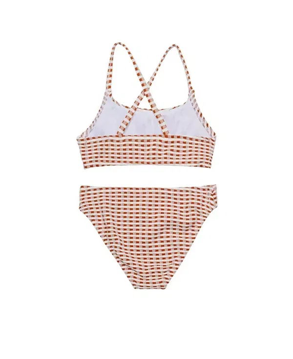 Детский купальник для девочек с перекрестными бретелями Forever Gingham Gottex Kids, коричневый — фото 2