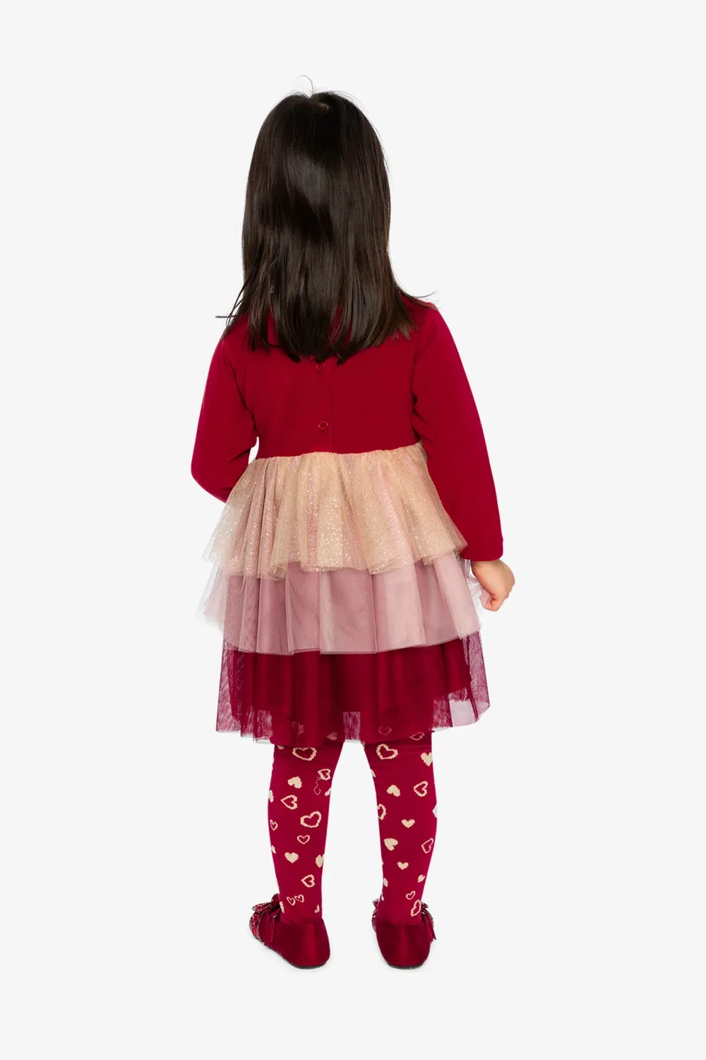 Детское платье для девочек с блестящей юбкой Christmas Couture Deux par Deux, Rouge — фото 3